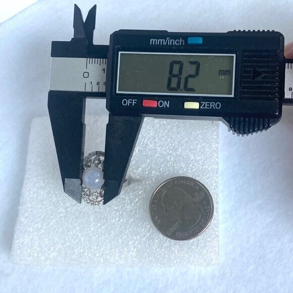 Sterling Silver 925 CFJ Round Moonstone Cabochon Oval Scrollwork Ring Sz 7.75 - Picture 14 of 16